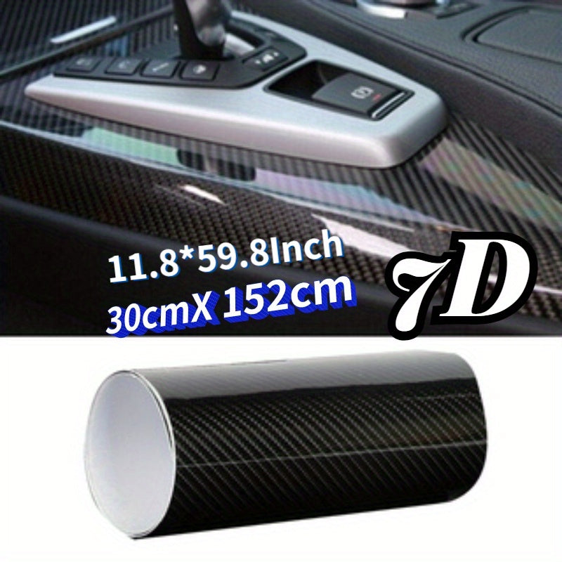 Carbon Fibre Gloss Wrap - 30X152cm, Waterproof, Suitable for Cars/Motorcycles, Interior and Exterior