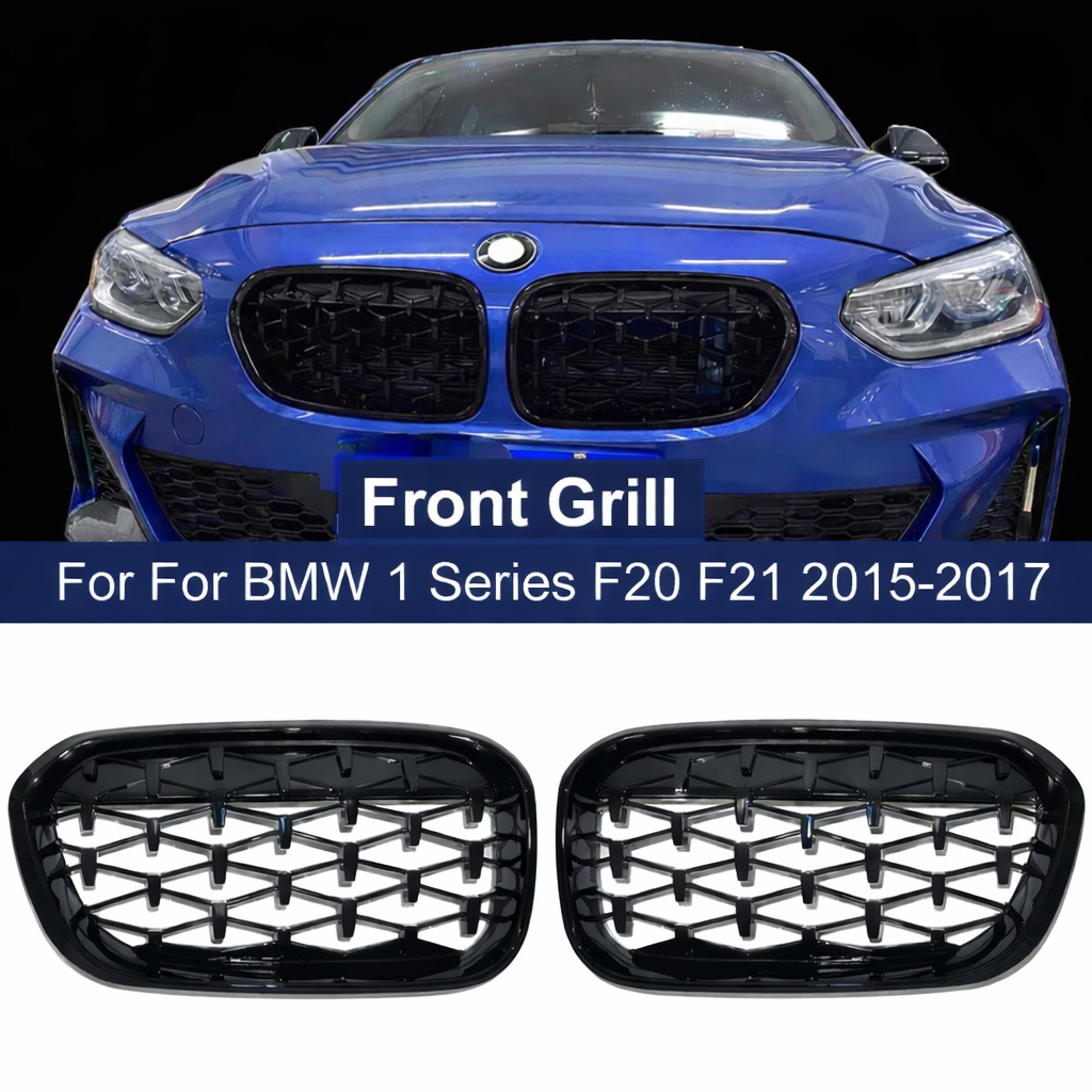 BMW 1 SERIES F20/F21Diamond style grill 2015-2019 - Gloss Black / Gloss Black and Silver / Silver