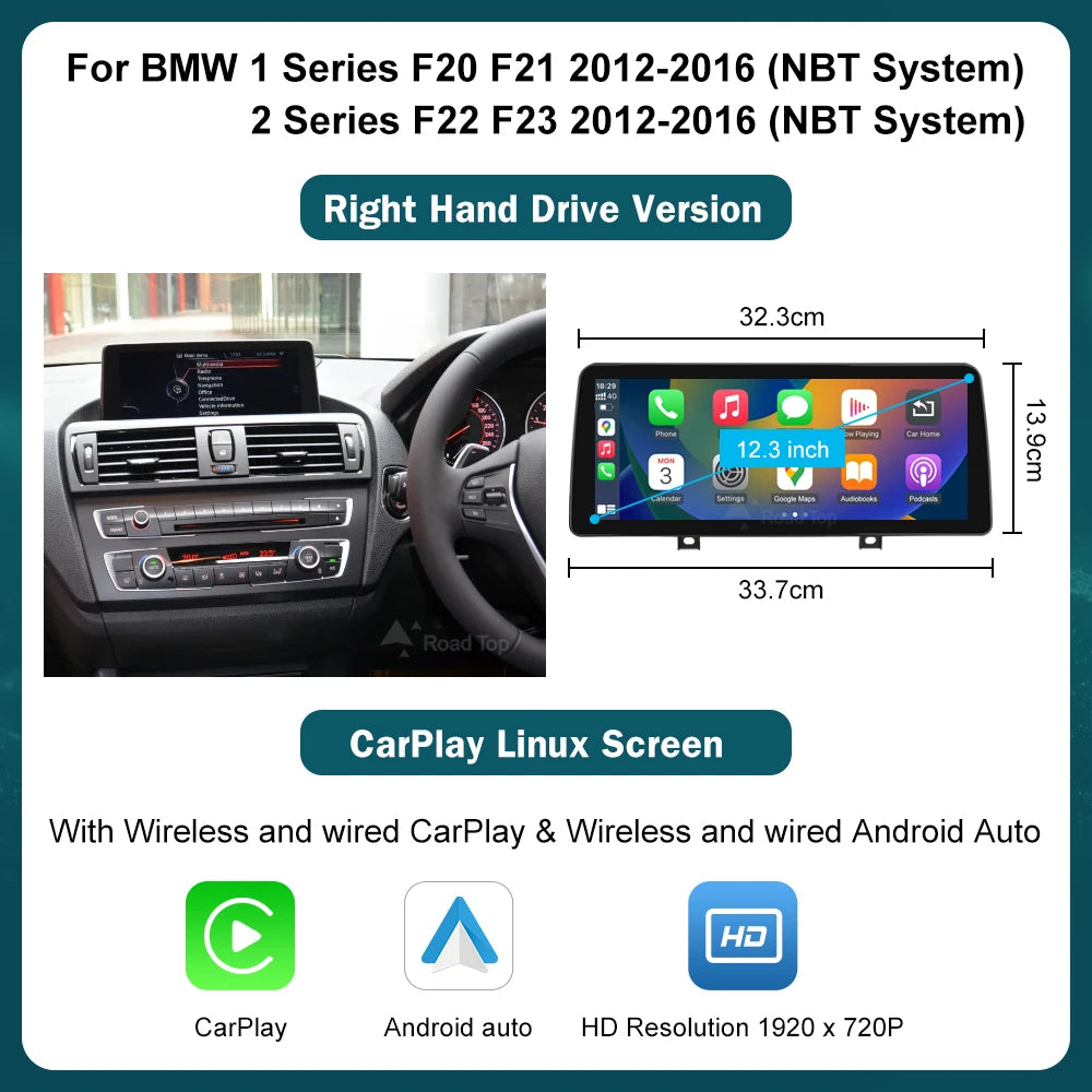 BMW 1 SERIES F20/F21 NBT Wireless CarPlay Android Auto Multimedia Display Screen
